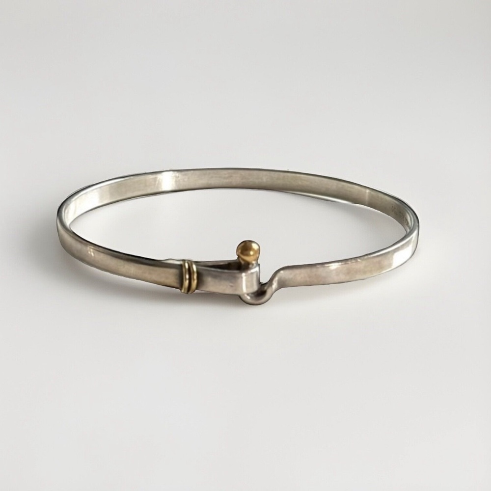 Vintage Tiffany & Co. Sterling and 18k Yellow Gold Hook & Eye Bangle Bracelet